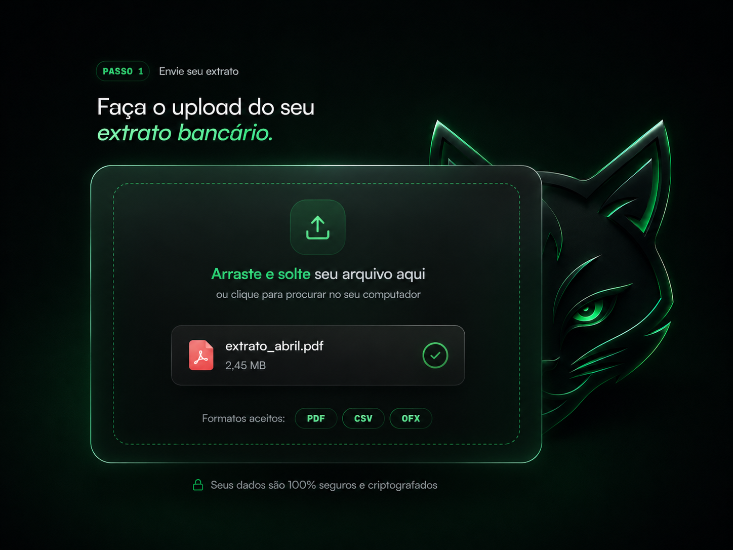 Tela de envio de extrato no Gestão Ativa